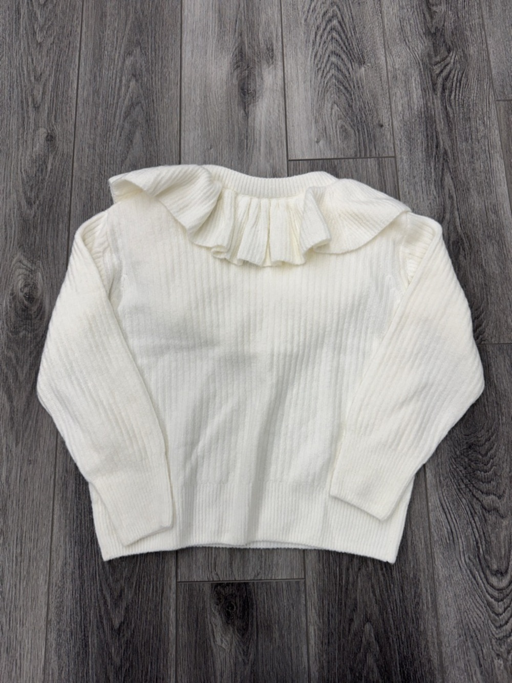 CeCe Cream Ruffle V-Neck Sweater - Picture 4 of 4